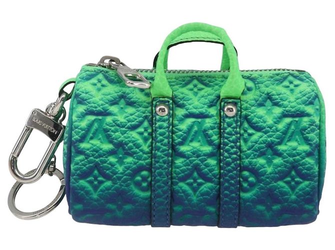 LOUIS VUITTON Portachiavi Mini Keepall Taurillon Illusion MP3284 LV Auth 161455SM Verde - vista 13