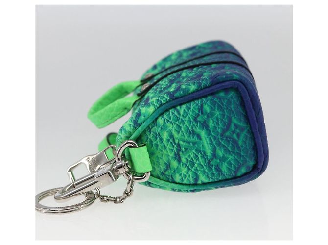 LOUIS VUITTON Portachiavi Mini Keepall Taurillon Illusion MP3284 LV Auth 161455SM Verde - vista 4