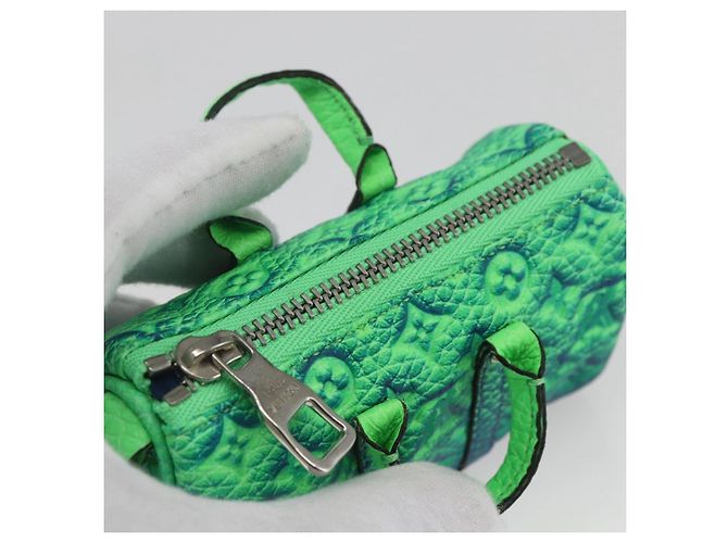 LOUIS VUITTON Portachiavi Mini Keepall Taurillon Illusion MP3284 LV Auth 161455SM Verde - vista 6