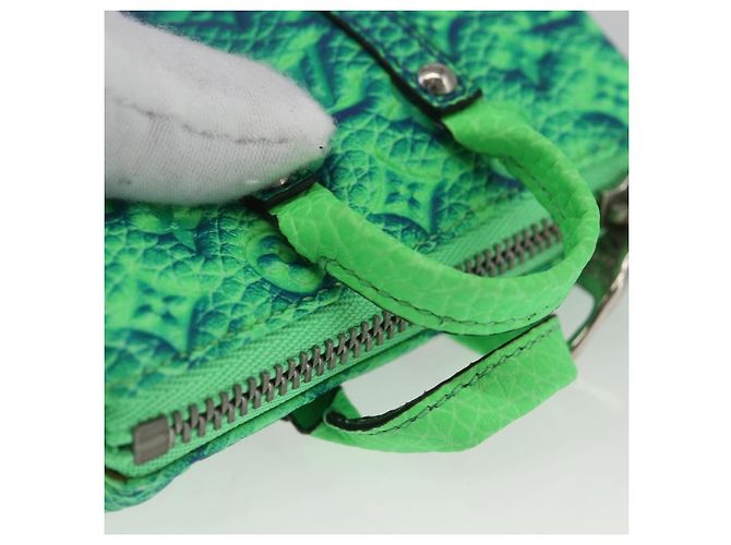 LOUIS VUITTON Portachiavi Mini Keepall Taurillon Illusion MP3284 LV Auth 161455SM Verde - vista 7