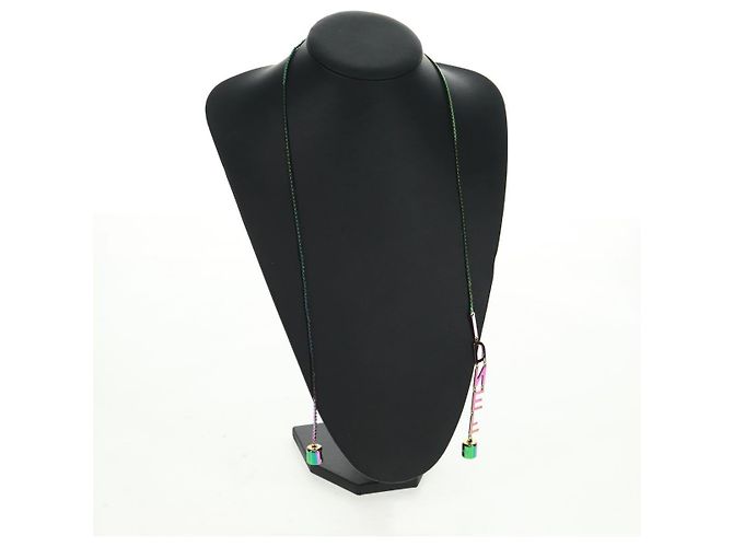 Collana FENDI metallo Blu Verde rosa Auth 165619SAM - vista 10