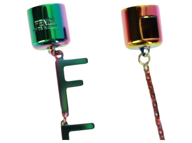 Collana FENDI metallo Blu Verde rosa Auth 165619SAM - vista 2
