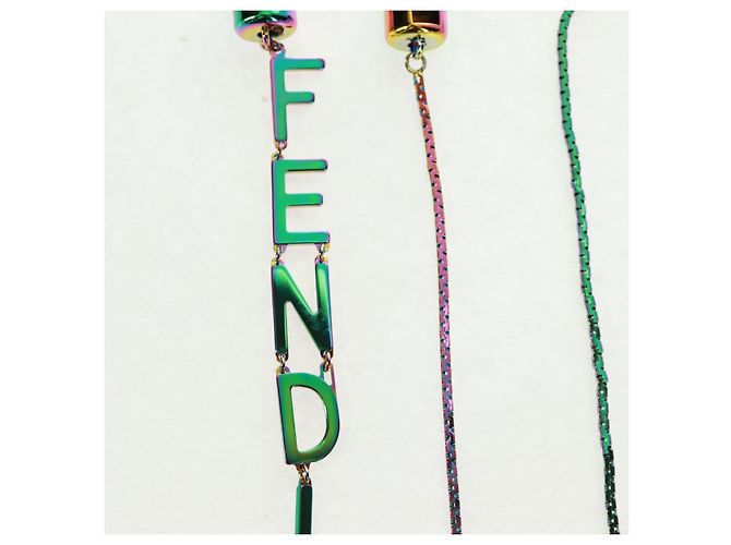 Collana FENDI metallo Blu Verde rosa Auth 165619SAM - vista 3