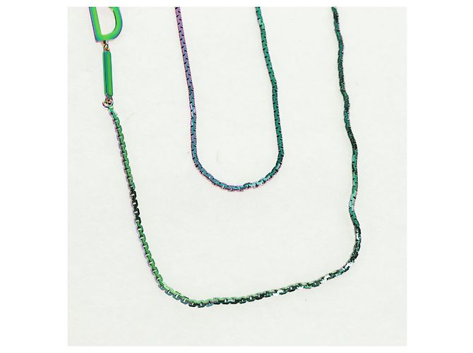Collana FENDI metallo Blu Verde rosa Auth 165619SAM - vista 4