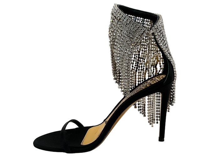 Sandali in satin nero con drappeggio di cristallo Alexandre Vauthier - vista 3