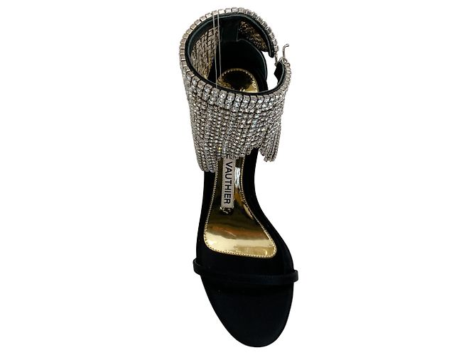 Sandali in satin nero con drappeggio di cristallo Alexandre Vauthier - vista 4