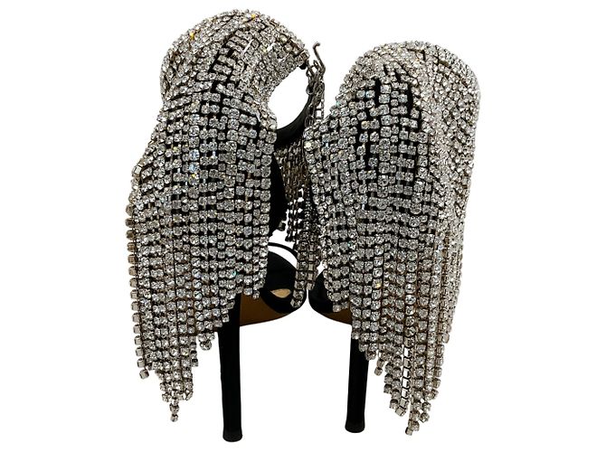 Sandali in satin nero con drappeggio di cristallo Alexandre Vauthier - vista 5