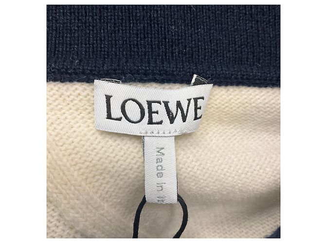 Loewe Navy / Ecru Offenes Rücken-Polo-Pullover Marineblau - Ansicht 4
