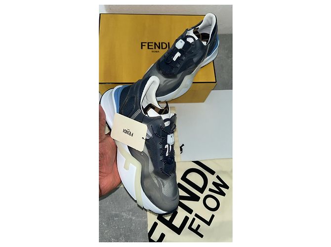 Baskets Fendi Flow en nylon et cuir - vue 8