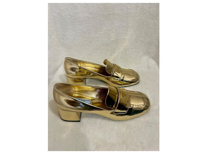 Prada Absatz Loafer Leder Gold Golden - Ansicht 2