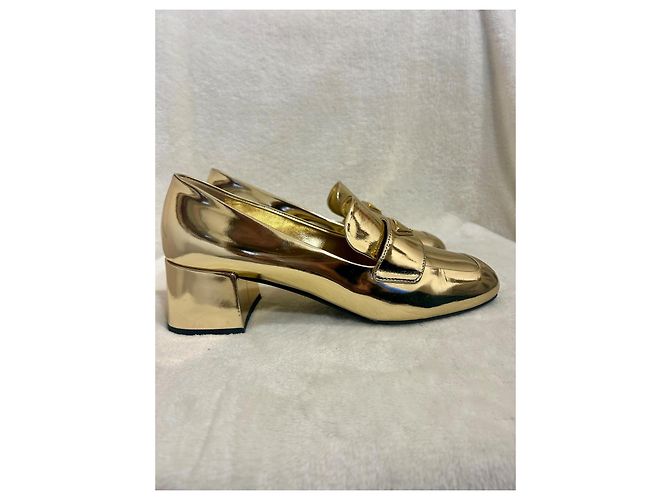 Prada Absatz Loafer Leder Gold Golden - Ansicht 3