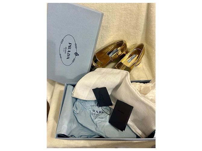Prada Absatz Loafer Leder Gold Golden - Ansicht 7