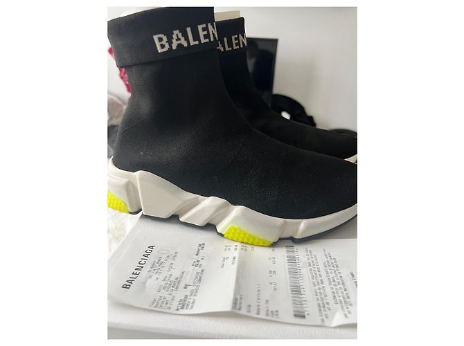 Sneaker Balenciaga Speed Trainer Nero Bianco Giallo - vista 11