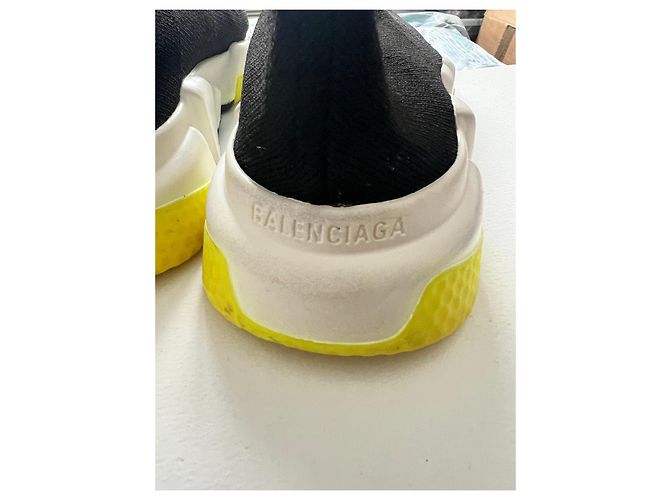 Sneaker Balenciaga Speed Trainer Nero Bianco Giallo - vista 6