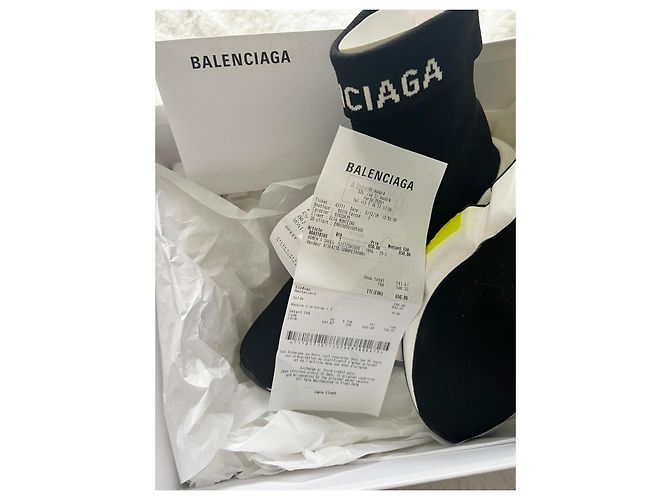 Sneaker Balenciaga Speed Trainer Nero Bianco Giallo - vista 9