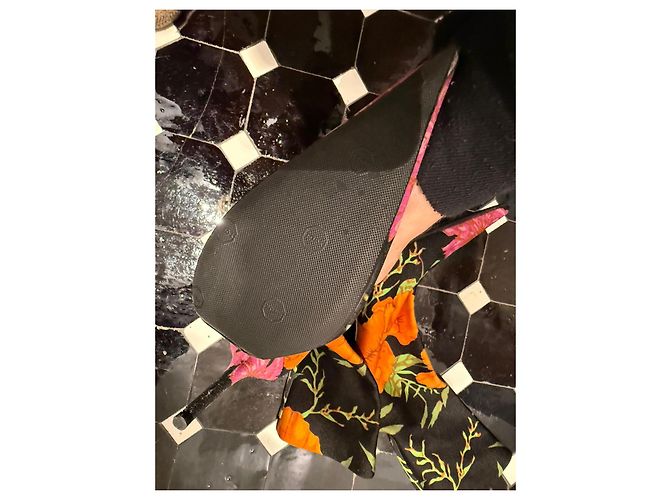 Décolleté Floreali Balenciaga Nero Rosa Verde Arancione - vista 2