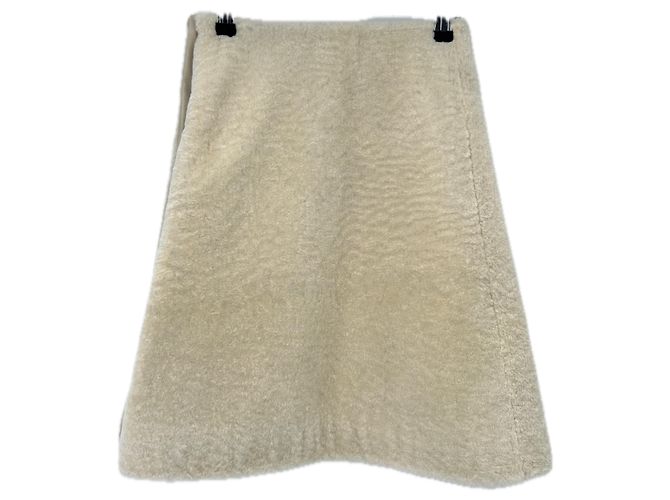 Autre Marque Falda de shearling crema en piel Beige - vista 2