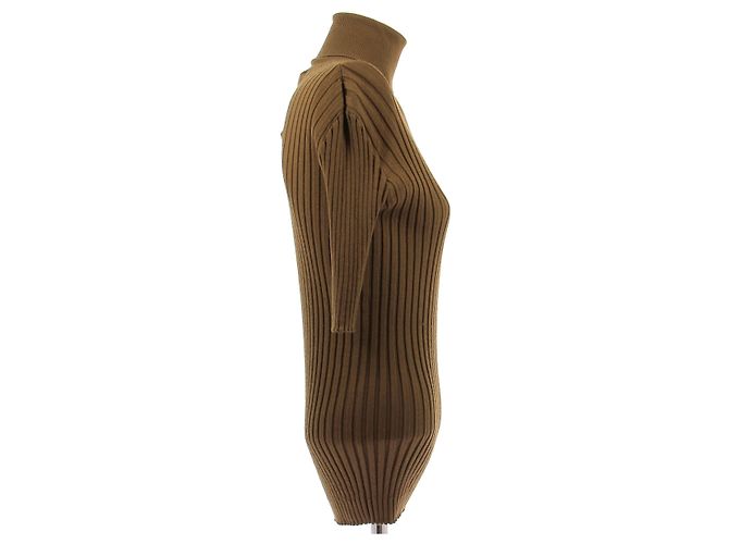 Bottega Veneta Feiner Baumwollpullover Senfgelb Braun - Ansicht 3