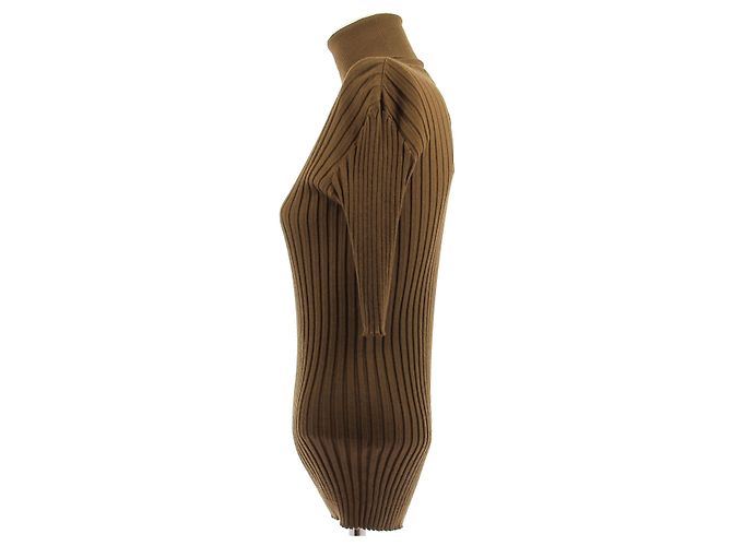 Bottega Veneta Feiner Baumwollpullover Senfgelb Braun - Ansicht 4