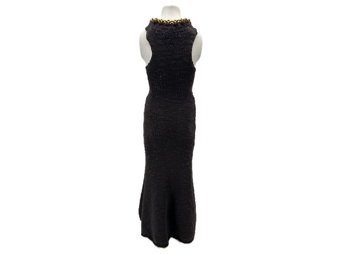 Bottega Veneta Vestido largo de punto marrón de lana Castaño - vista 2