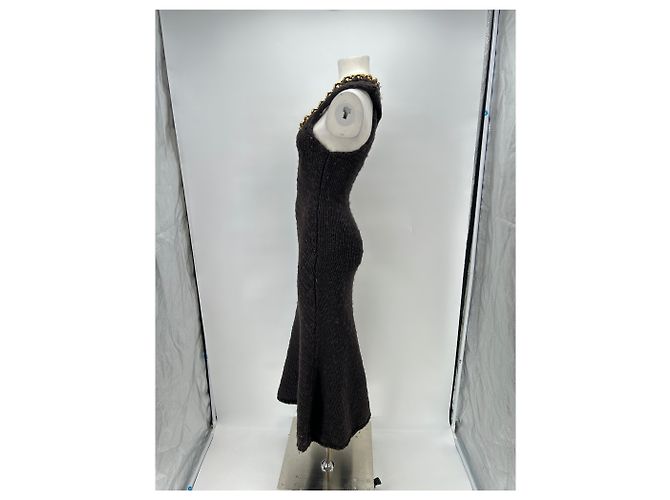 Bottega Veneta Vestido largo de punto marrón de lana Castaño - vista 4