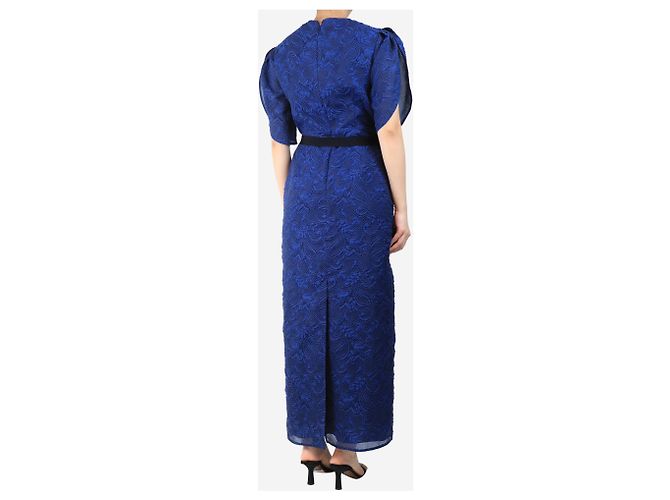 Erdem Blaues Organza-Cloque-Midikleid mit Gürtel - Größe UK 12 - Ansicht 2