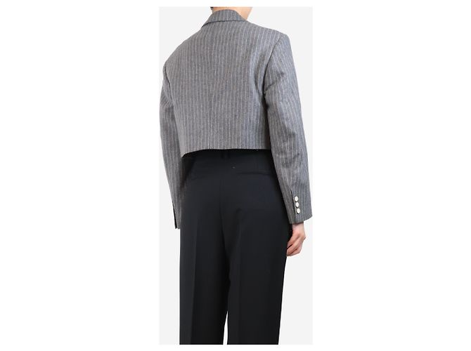 Acne Grey pinstripe cropped wool jacket - size UK 8 - view 2