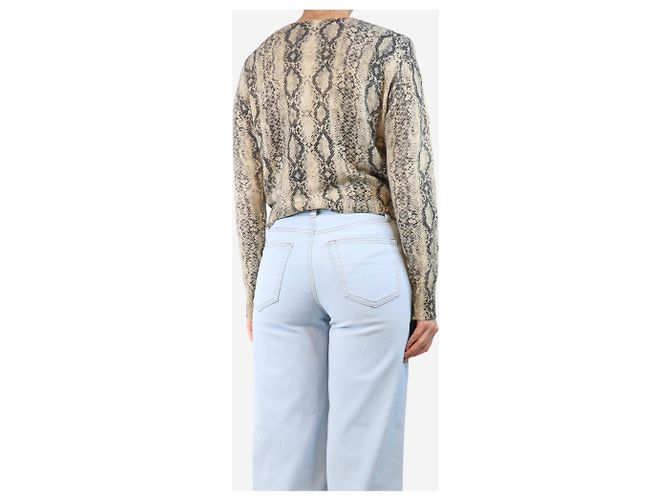 Frame Denim Cremefarbener Cardigan mit Schlangenprint - Größe S Roh - Ansicht 2