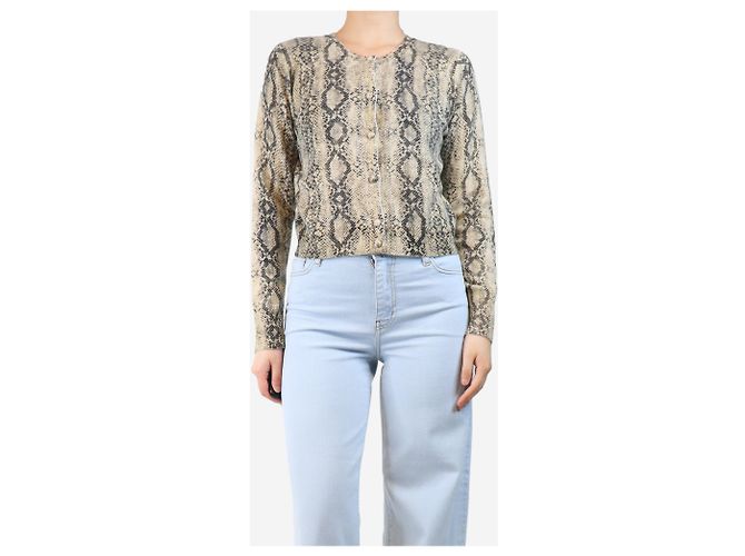 Frame Denim Cremefarbener Cardigan mit Schlangenprint - Größe S Roh - Ansicht 3