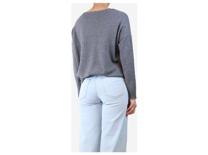 Autre Marque Pull en cachemire gris déchiré - taille S - vue 2