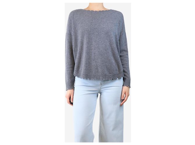 Autre Marque Pull en cachemire gris déchiré - taille S - vue 3