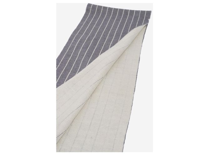 Lanvin Bufanda de punto a rayas gris y blanca - vista 3