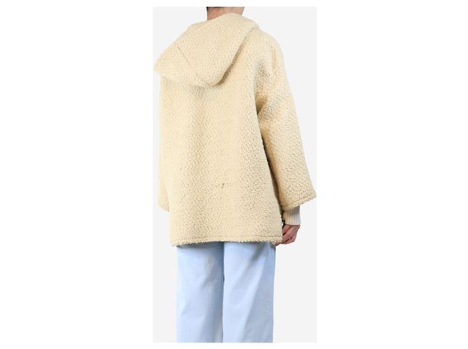 Céline Abrigo duffle de lana crema de plátano con capucha - tamaño UK 6 Amarillo - vista 2