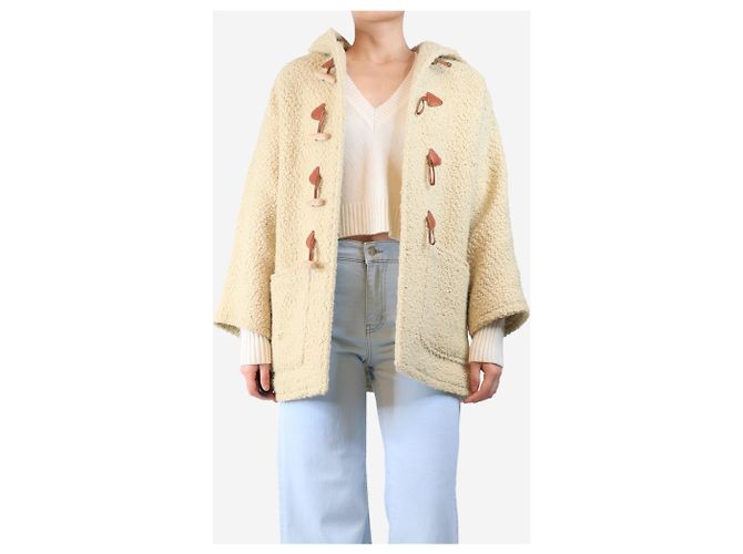Céline Abrigo duffle de lana crema de plátano con capucha - tamaño UK 6 Amarillo - vista 3