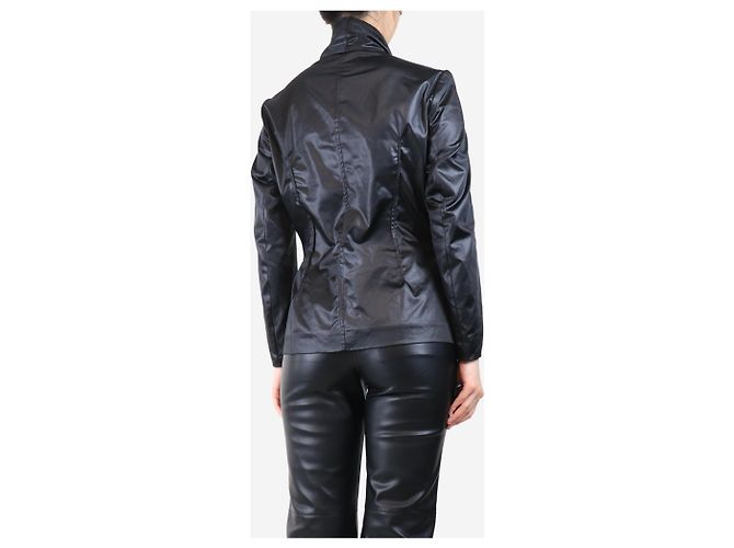 Lanvin Schwarzer beschichteter Blazer - Größe UK 12 - Ansicht 2