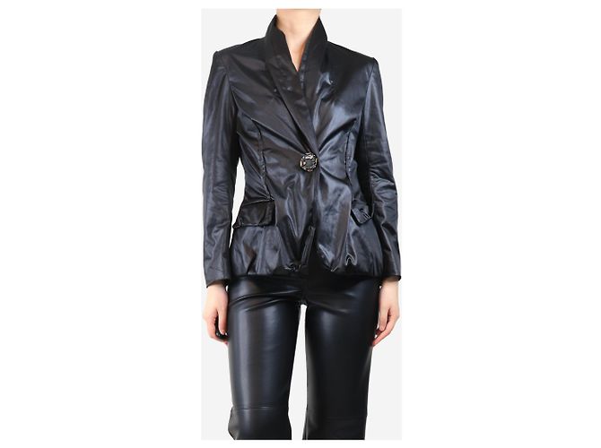 Lanvin Schwarzer beschichteter Blazer - Größe UK 12 - Ansicht 3