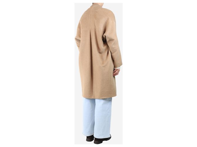 Autre Marque Beige Lama- und Wollmischmantel - Größe UK 12 - Ansicht 2
