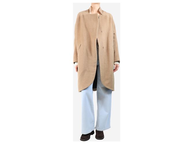 Autre Marque Beige Lama- und Wollmischmantel - Größe UK 12 - Ansicht 3
