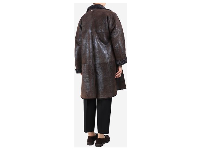 Autre Marque Abrigo de shearling marrón - talla UK 10 Castaño - vista 2