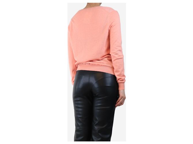 Eric Bompard Rosa Kaschmir V-Ausschnitt Pullover - Größe L Pink - Ansicht 2