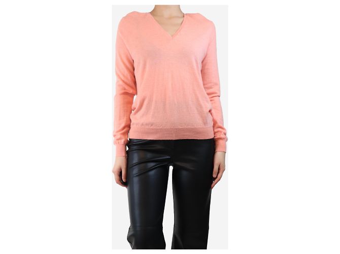 Eric Bompard Rosa Kaschmir V-Ausschnitt Pullover - Größe L Pink - Ansicht 3