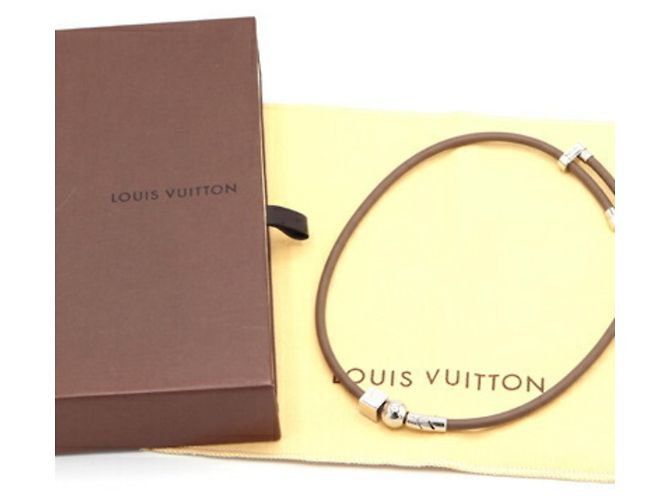Collana in pelle e metallo argento Greige di Louis Vuitton Marrone - vista 6
