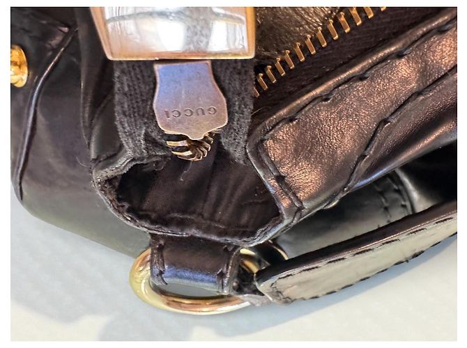 Borsa a mano Gucci Jockey Hobo in pelle nera Nero - vista 3