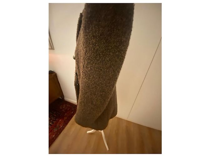 Abrigo Zara en lana bouclé caqui - vista 4