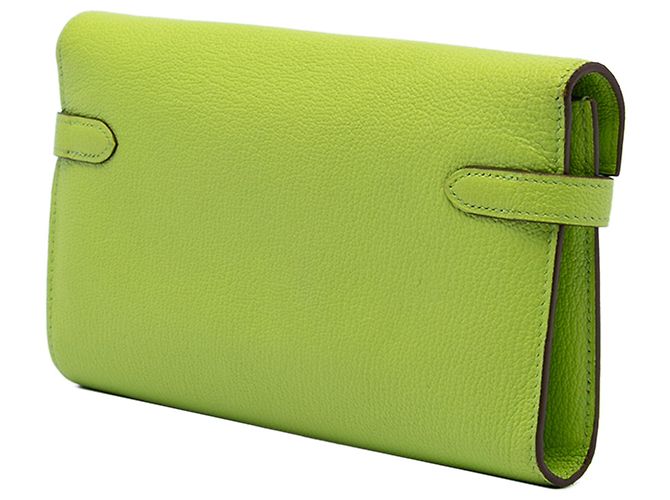 Cartera Larga Kelly en Cabra Mysore Verde Hermès Verde claro - vista 2