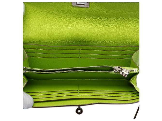 Cartera Larga Kelly en Cabra Mysore Verde Hermès Verde claro - vista 4