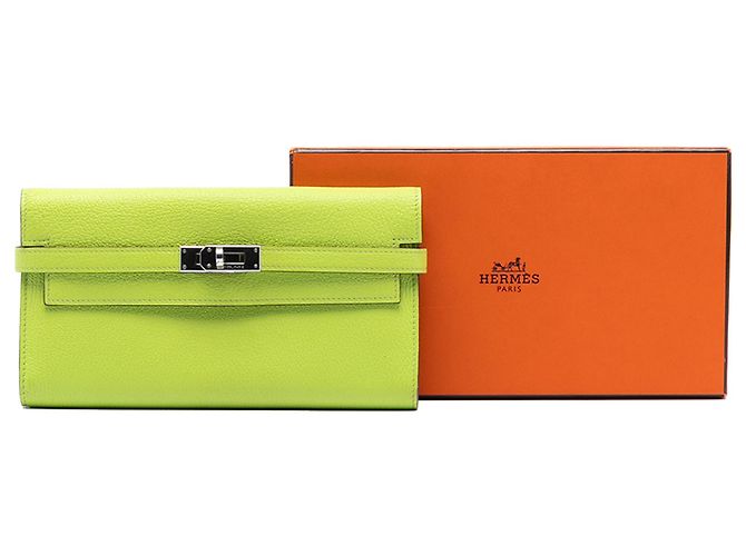 Cartera Larga Kelly en Cabra Mysore Verde Hermès Verde claro - vista 8