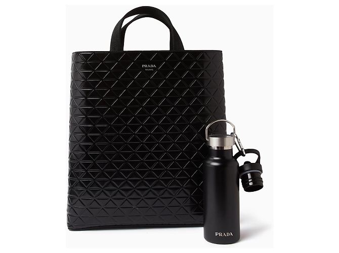 Borsa Tote Prada in pelle Spazzolato nera Nero - vista 2