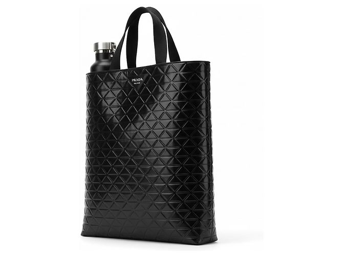 Borsa Tote Prada in pelle Spazzolato nera Nero - vista 3