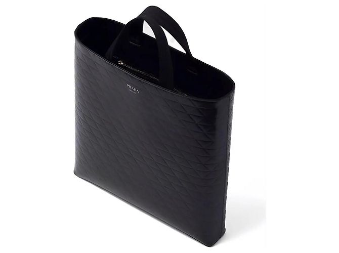 Borsa Tote Prada in pelle Spazzolato nera Nero - vista 4
